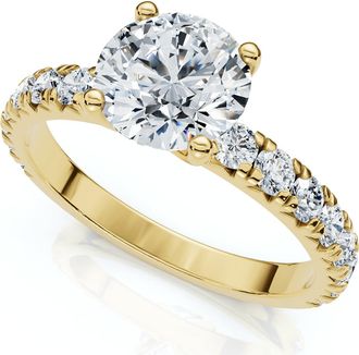 Pompeii3 1 Ct Diamond Round Cut Engagement Ring Single Row 10k White Gold