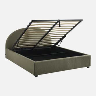 Sweeek Cama Con Somier Abatible Y Cabecero 160x200cm, Acabado En Borreguito