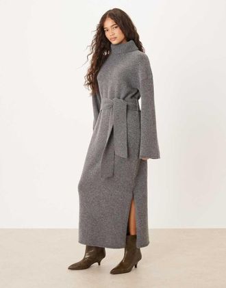 Pretty Lavish Vestito midi in maglia grigio antracite