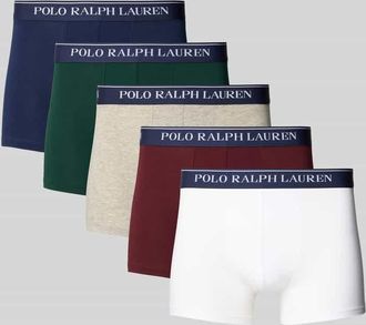 Ralph Lauren Trunks mit elastischem Logo-Bund im 5er-Pack in Blau Melange, Größe XXL