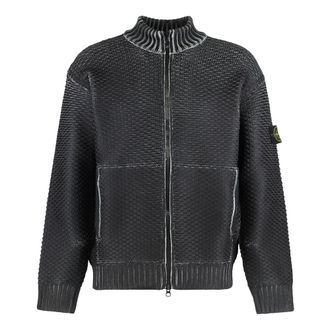 Stone Island Truien & Vesten, Heren, Grijs, L, Polyester, Sweater met ritssluiting en sublimatieprint