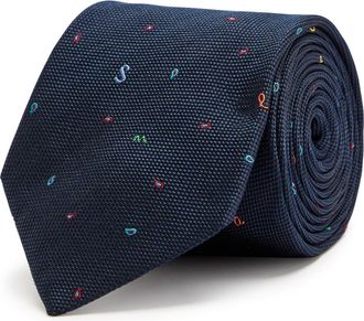 Paul Smith Embroidered Silk tie - Blue - One Size