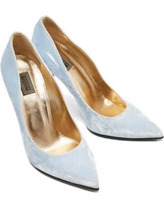 Versace 110mm velvet pumps - women - Leather/Leather/Velvet - 39.5 - Blue