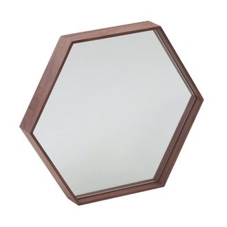 Angel Cerd&aacute; Hexagonal Walnut Veneer Wall Mirror, 46x40x6 cm | Size: 46 x 40 x 6 cm