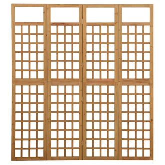 Berkfield Home 4-Panel Room Divider/Trellis Solid Fir Wood 161x180 cm in Brown
