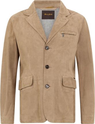 Moorer Lichtgewicht Casual Jas - Heren - Blazers - Beige - M - Leer - Jassen