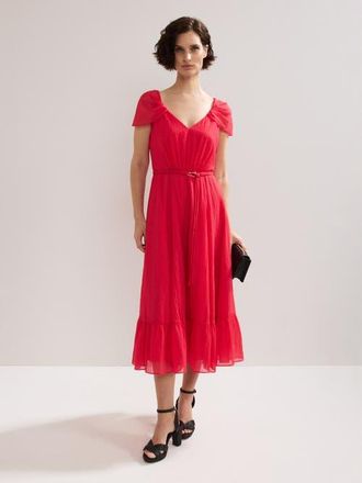 Phase Eight Jen Gathered V-Neck Midi Dress in Pink at Nordstrom, Size 10