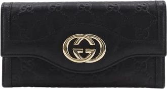 Gucci Pre-owned Vintage leren portemonnee - Dames - Vintage Accessoires - Zwart - ONE Size - Leer - Vintage