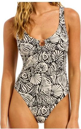 Seafolly C Shells Ring Front Halter One Piece Badeanzug f&uuml;r Damen | orange
