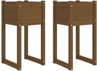 vidaXL Planters 2 pcs Honey Brown 40x40x81 cm Solid Wood Pine Vidaxl