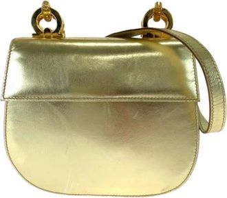 Ferragamo Pre-owned Shoulder Bags, female, Yellow, Size: ONE SIZE Pre-owned Leather Shoulder Bag