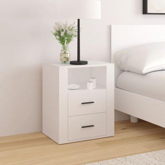 vidaXL Vidaxl - Mesita De Noche Madera Contrachapada Blanco 50x36x60 Cm