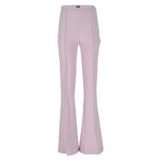 Elisabetta Franchi Flared Stretch Cr&ecirc;pe Trousers with Logo