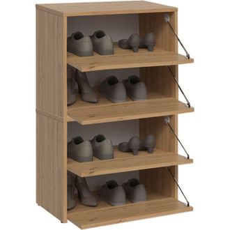 MODO Modo - scarpiera X2 doppia 4 ripiani scaffalatura artigianale rovere per casa e ufficio