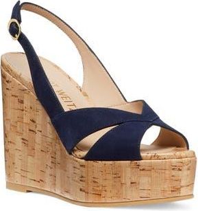 Stuart Weitzman Carmen Wedge Sandal in Nice Blue at Nordstrom Rack, Size 10.5
