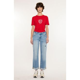 Kancan Rocio Essentials Mid Rise Cropped Straight Leg Jeans in Medium Wash at Nordstrom, Size 30