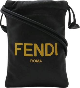 Fendi Pre-owned Mini Bags, female, Black, Size: ONE SIZE Pre-owned Leather Phone Pouch