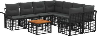 vidaXL Conjunto De Sof&aacute;s De Exterior 9 Uds. Negro Y Gris Oscuro Vidaxl