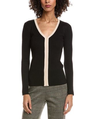 T Tahari Contrast Stripe Rib Top