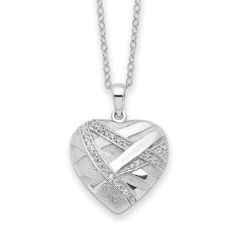 Diamond2Deal Sterling Silver CZ Bandaged Heart Ash Holder Necklace 18