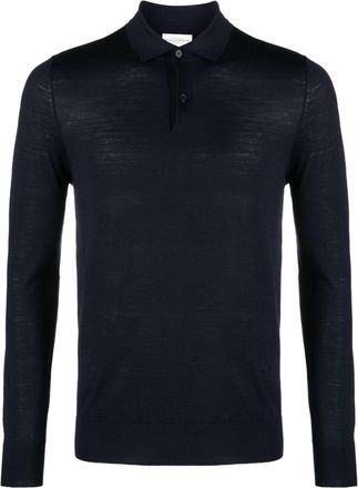 Ballantyne jersey-wool long-sleeved polo shirt - men - Wool - 54 - Blue