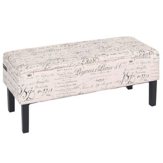 Hhg Hhg - Banco Ba&uacute;l Renens Tela/textil 95x36x44 Cm Certificado Mvg, Letras Crema