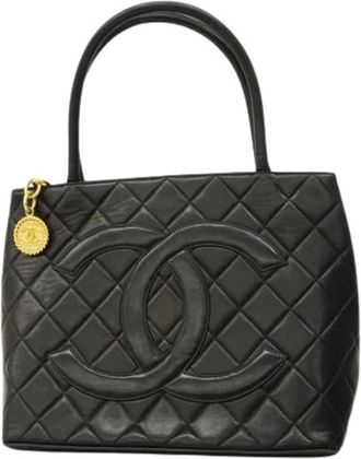 Chanel Pre-owned Handbags, female, Black, Size: ONE SIZE Pre-owned Vintage Tote Bag