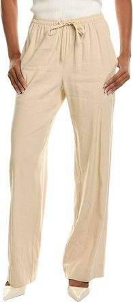 Vince Mid Rise Pull On Linen-Blend Wide Leg Pant