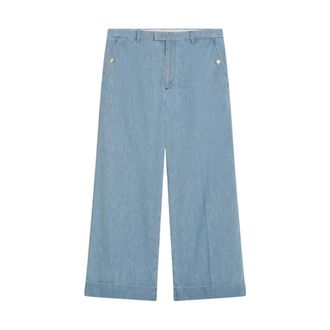 Valentino Garavani Wide Jeans, male, Blue, Size: M Cuffed Denim Jeans