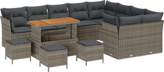 vidaXL Garden Sofa Set 13 pcs Grey Poly rattan and powder-coated steel vidaXL
