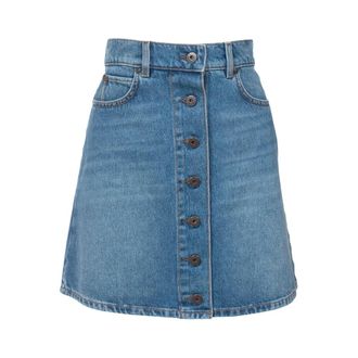 Max Mara Rokken, Dames, Blauw, S, Denim, Mini Rok met Denim Details
