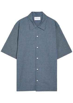 Givenchy Logo-appliqu&eacute;d Checked Cotton Shirt - White And Blue - 40 (C15.75 / M)