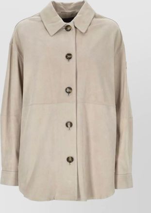 Peuterey suede leather oversized coat