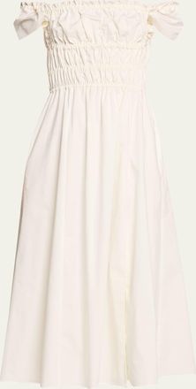 Altuzarra Lily Ruched Cap-Sleeve Midi Dress