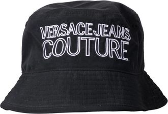 Versace Jeans Couture Zwarte Logo Cloche Hoed - Heren - Hoeden - Zwart - S - Polyester - Accessoires