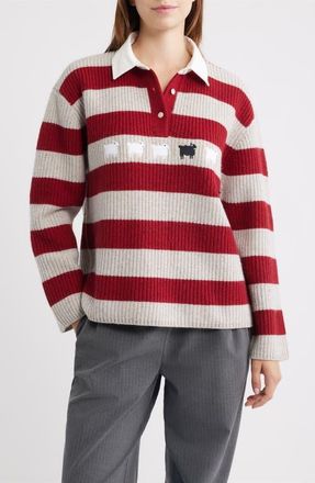 Rowing Blazers Sheep Striped Wool Rugby Sweater in Red/white Multi-Color at Nordstrom, Size X-Large