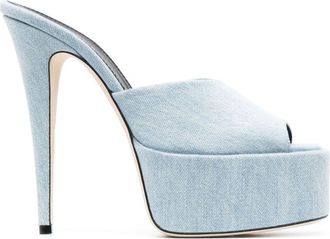 PARIS TEXAS 145mm Marina denim sandals - women - Calf Leather/Calf Leather/Cotton - 36 - Blue