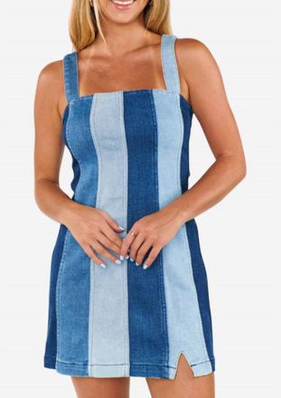 Show me your Mumu Coronado Corset Mini Dress In Shady Indigo Stripe