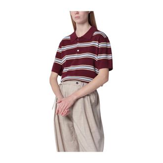 Dunst Polo Shirts, female, Multicolor, Size: M Multi Striped Polo Knit