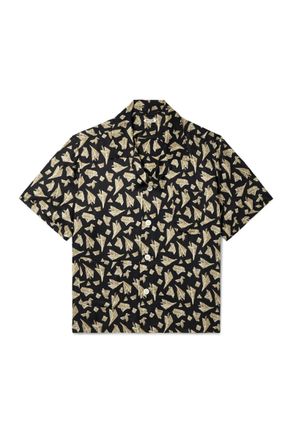 Bode Paper Hat Camp-Collar Printed Satin Shirt