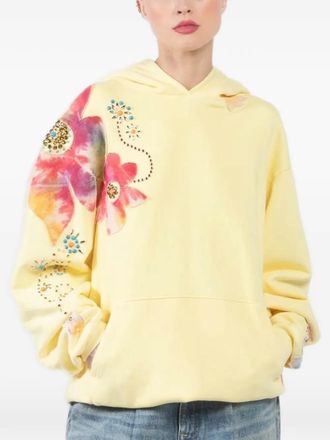 Co&ucirc;t de la Libert&eacute; floral-print embellished hoodie - Geel