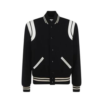 Saint Laurent Wollen College Jack - Heren - Bomber jackets - Zwart - M - Wol - Jassen