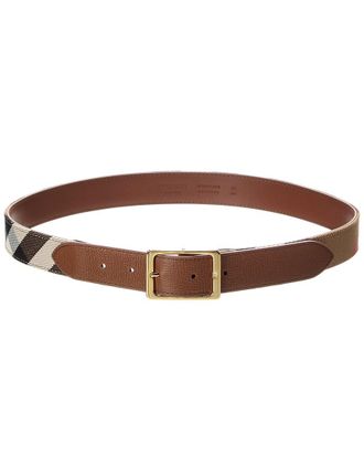 Burberry Check Canvas & Leather Belt