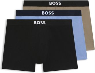 HUGO BOSS Boxershorts van polykatoen voor heren (set van 3) (Blauw/Zwart/Beige)