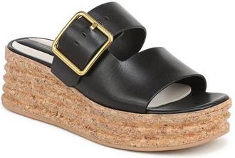 Franco Sarto Taziana Platform Wedge Sandal in Black Leather at Nordstrom, Size 8.5
