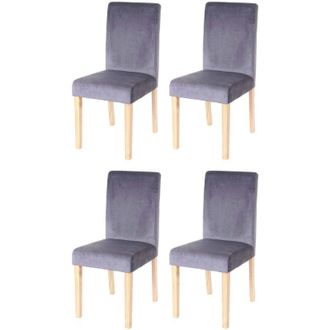 Hhg [NON UTILIZZATO] Set 4x sedie Littau velluto soggiorno cucina sala da pranzo 43x56x90cm grigio piedi chiari