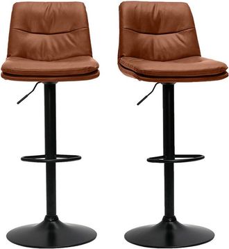 Miliboo Miliboo - Set De 2 Taburetes De Cocina Ajustables De Poliuretano Negro Y Metal Negro Hasta