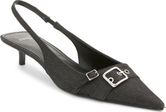 Mango Mecha Kitten Heel Pointed Toe Pump in Navy at Nordstrom, Size 8.5Us