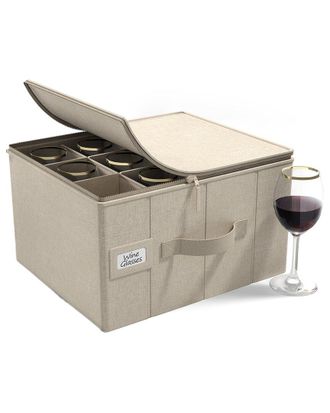 Sorbus Stemware Storage Cases Hard Shell, Wine Glass Storage Box Case With Dividers & Handle