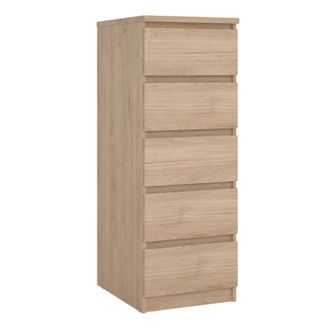 Furniture To Go Naia Narrow Chest of 5 Drawers in Light Oak